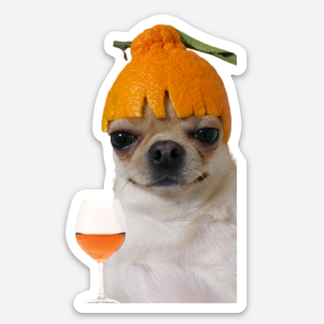 Orange Wine Dog Sticker
