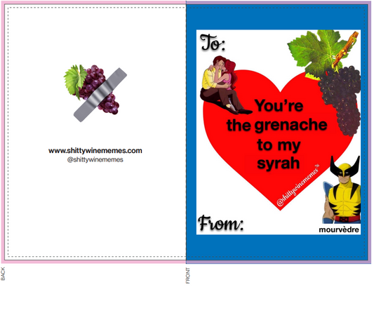 You're the Grenache to my Syrah Valentine Greeting Card