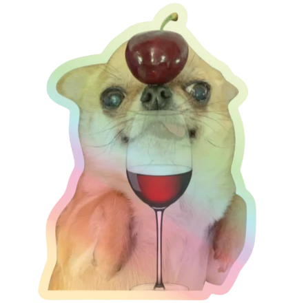Holographic Cherry Dog Sticker